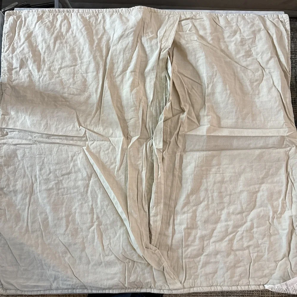 POTTERY BARN COCOON VOILE QUILTED PILLOW SHAM, Euro FLAX